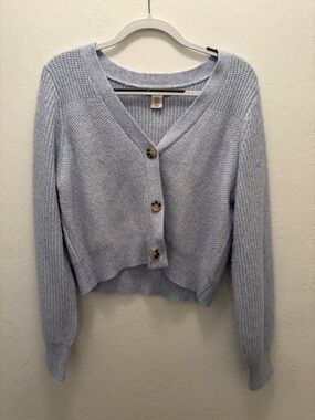 Blue Cropped Cardigan